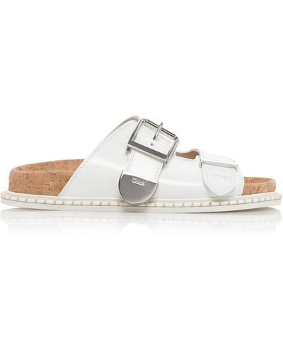 Chloé Rebecca Leather Slide Sandals - White