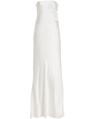 Alejandra Alonso Rojas Bow-detailed Silk-satin Gown - White