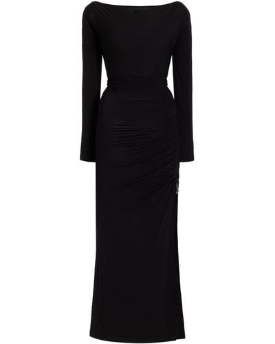 Courreges Gathered Crepe Jersey Maxi Dress - Black