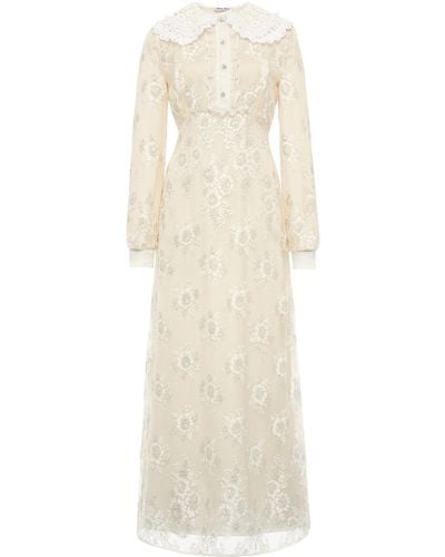 Miu Miu Metallic Lace Maxi Dress - White
