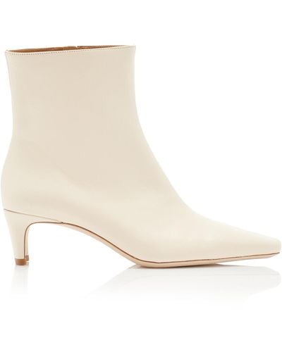 STAUD Wally Leather Ankle Boots - White