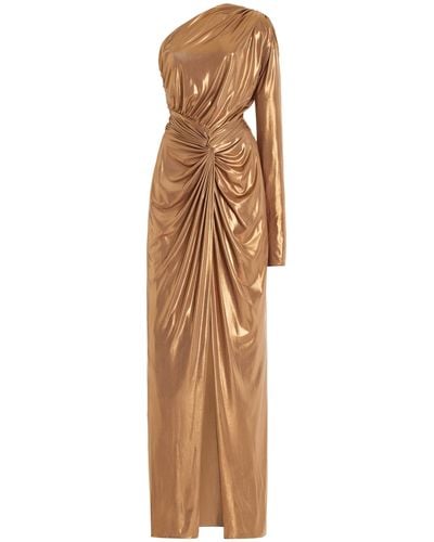 LAPOINTE Gathered Coated-jersey Maxi Dress - Natural
