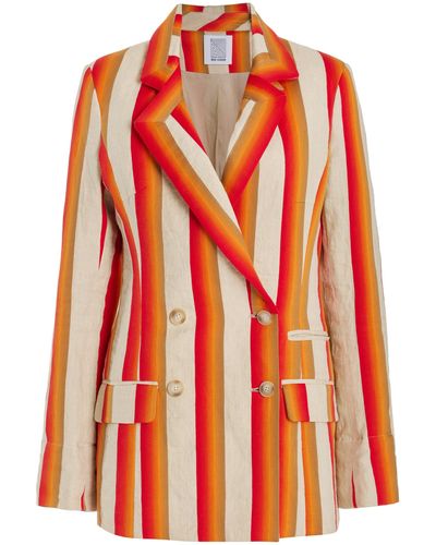 Rosie Assoulin Striped Linen-cotton Blazer Jacket - Orange