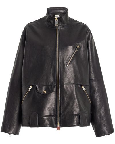Khaite Shallin Oversized Leather Jacket - Black