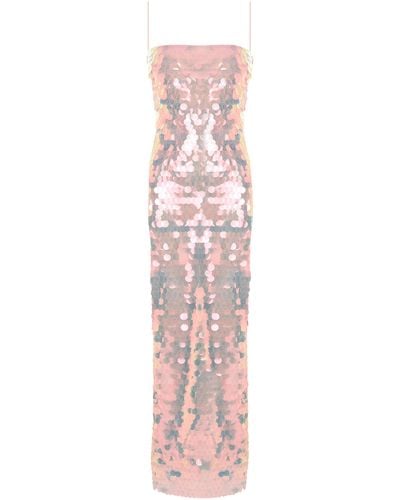The New Arrivals Ilkyaz Ozel Phoenix Sequined Midi Dress - Pink