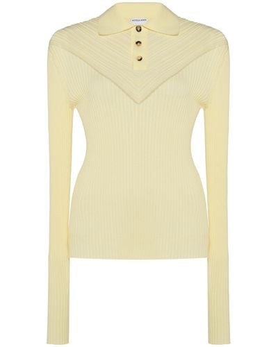 Bottega Veneta Ribbed Cotton-blend Polo Shirt - Yellow