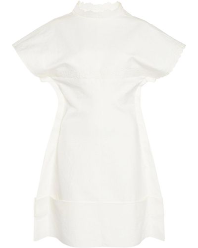 Victoria Beckham Embroidered Cotton-linen Mini Dress - White