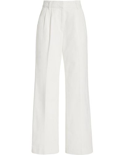 FAVORITE DAUGHTER The Favorite Pleated Denim Wide-leg Trousers - White