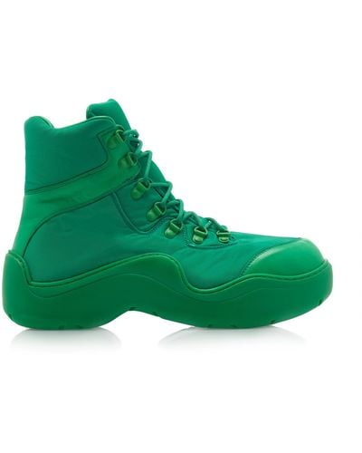 Bottega Veneta Puddle Bomber Lace-up Rubber And Shell Boots - Green