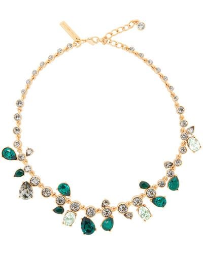 Oscar de la Renta Asymmetrical Crystal Cactus Necklace - Green