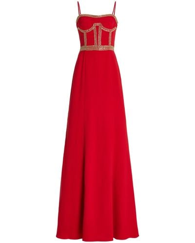 Cucculelli Shaheen Exclusive Eclat Eleve Beaded Silk Gown - Red