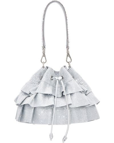 Judith Leiber Ruffle Crystal Pouch - White
