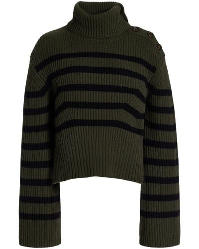 Jonathan Simkhai Adrienne Buttoned Wool-cashmere Turtleneck Top - Black