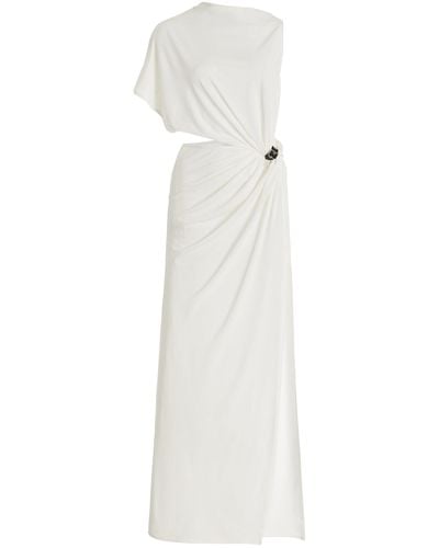 Courreges Asymmetric Cutout Crepe Jersey Maxi Dress - White