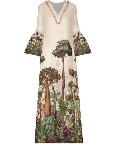 ANDRES OTALORA Magdalena Hand-embellished Linen Maxi Dress - Natural