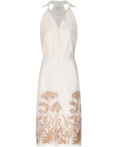ANDRES OTALORA Buritaca Embroidered Linen Midi Dress - White