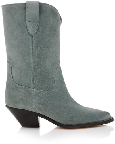 Isabel Marant Dahope Suede Western Boots - Green