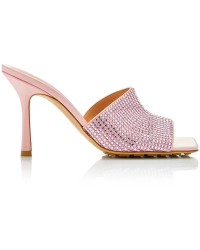 Bottega Veneta Sparkle Slide Stretch Satin Sandals - Pink