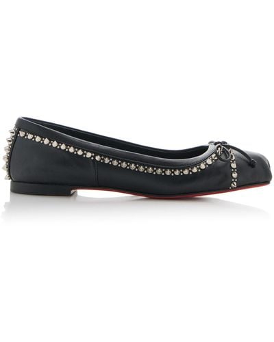 Christian Louboutin Mamadrague Spiked Leather Ballet Flats - Black