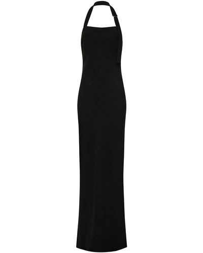 St. Agni Linen Bias Maxi Dress - Black