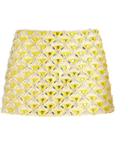 Miu Miu Crystal And Sequin-embellished Cady Mini Skirt - Yellow