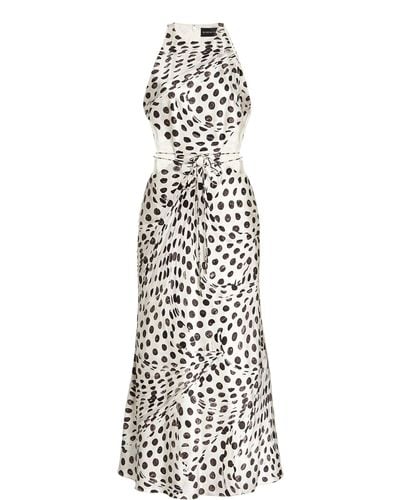 Brandon Maxwell Audrey Polka-dot Cutout Silk Midi Dress - White