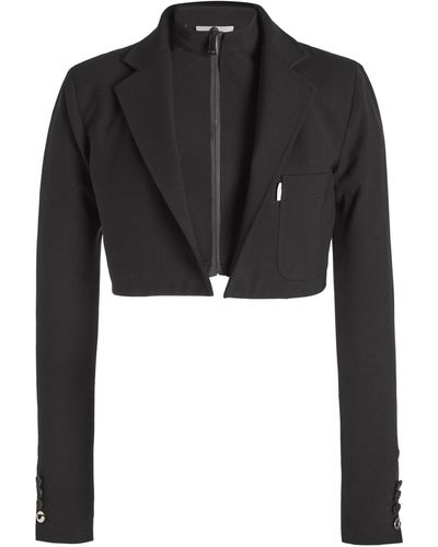 Coperni Hybrid Wool-blend Cropped Jacket - Black