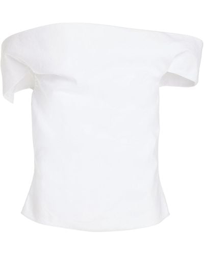 Rosie Assoulin Can't Bare It Off-the-shoulder Cotton Top - White