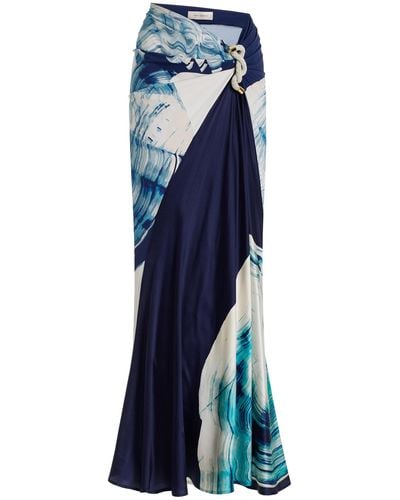 Silvia Tcherassi Claudia Gathered Maxi Skirt - Blue