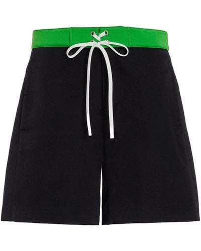 Miu Miu Raso Silk-blend Shorts - Green