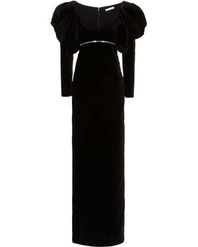 Oscar de la Renta Puffed Velvet Gown - Black
