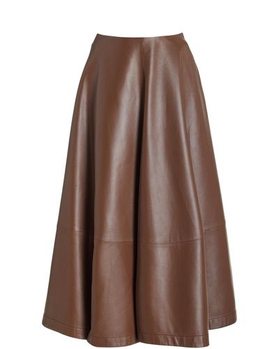 Altuzarra Varda Leather Midi Skirt - Brown