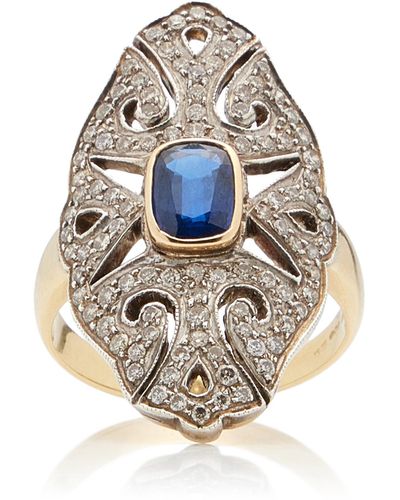 Amrapali 18k Yellow Gold Sapphire, Diamond Ring - Blue