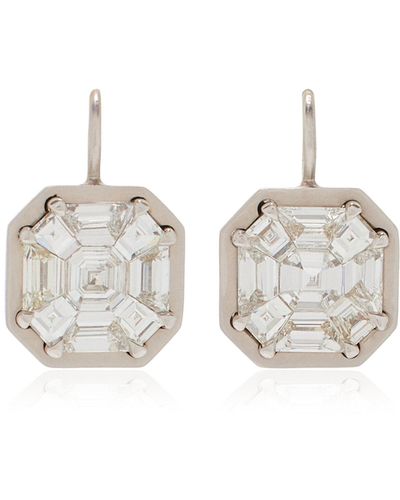 Sylva & Cie 18k Yellow Round Grey Diamond Ten Table Earrings - Metallic