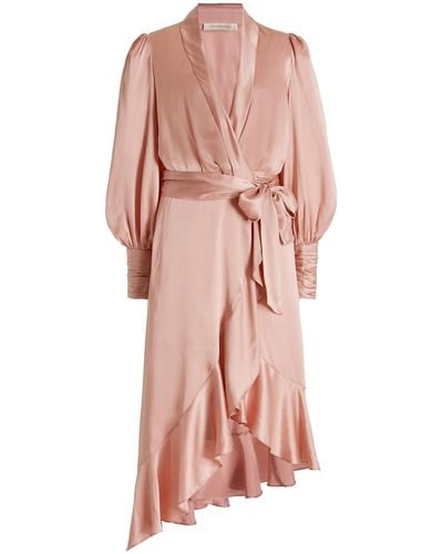 Zimmermann Silk Midi Wrap Dress - Pink