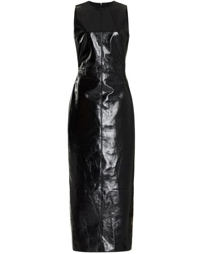 Brandon Maxwell The Audrey Glazed Leather Column Dress - Black