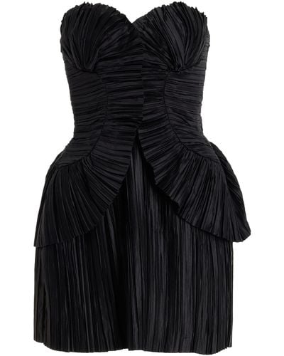 Cult Gaia Charlique Strapless Plisse-satin Mini Dress - Black