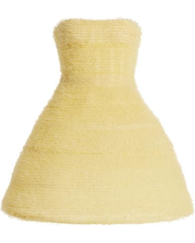 Carolina Herrera Pleated Tulle Corset Mini Dress - Yellow