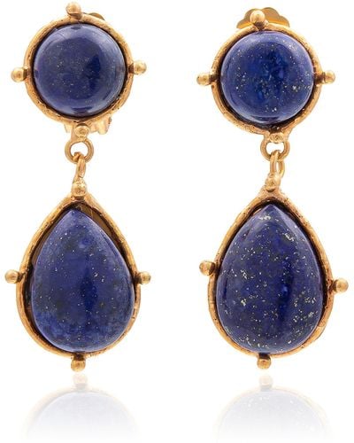Sylvia Toledano Two Pierres Dots Lapis 22k Gold-plated Earrings - Blue
