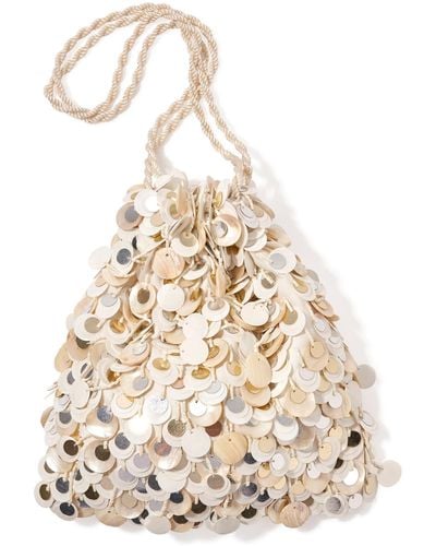 Lizzie Fortunato Gala Sequined Drawstring Pouch - White