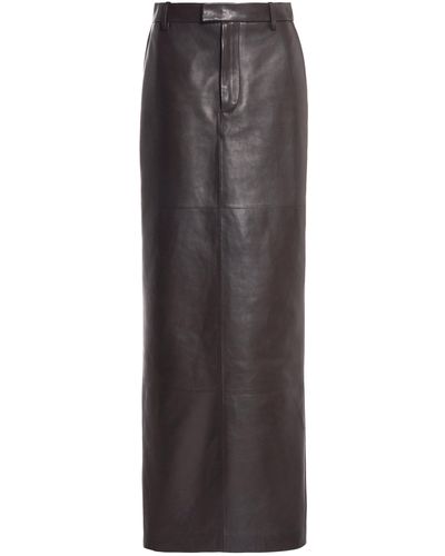 Bottega Veneta Leather Column Maxi Skirt - Brown
