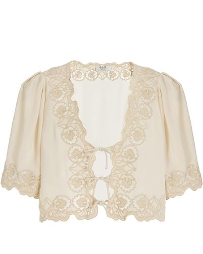Sea Baylin Lace-trimmed Crepe Top - Natural