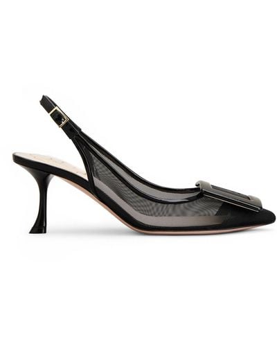 Roger Vivier Viv In The City Mesh Slingback Court Shoes - Black