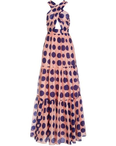 Ulla Johnson Fontaine Cotton Cutout Polka Dot Gown - Pink
