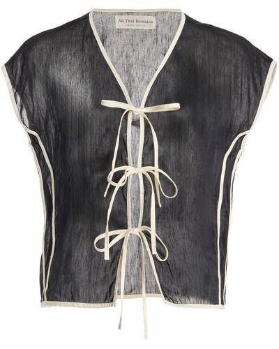 All That Remains Ana Tie-detailed Silk Vest Top - Black