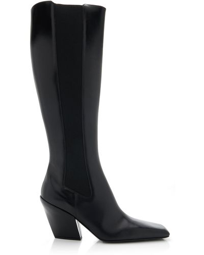 Prada Stivali Leather Knee Boots - Black