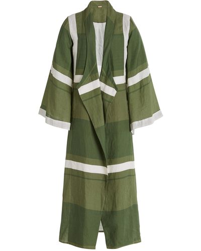 Johanna Ortiz Olive Reclamos Del Mar Organic Linen Kimono - Green