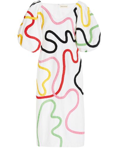 Mara Hoffman Namari Puff-sleeve Printed Linen-cotton Off-the-shoulder Midi Dress - Multicolor