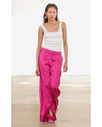 Aje. Insight Deconstructed Linen-blend Pant - Pink