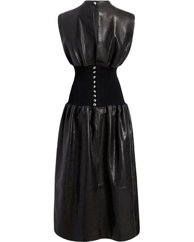 Khaite Uni Corset Leather Maxi Dress - Black